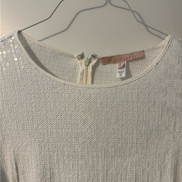 Anthropologie Hutch Alissa Faux Feather Long-Sleeve Sequin Mini Dress - Picture 7 of 9